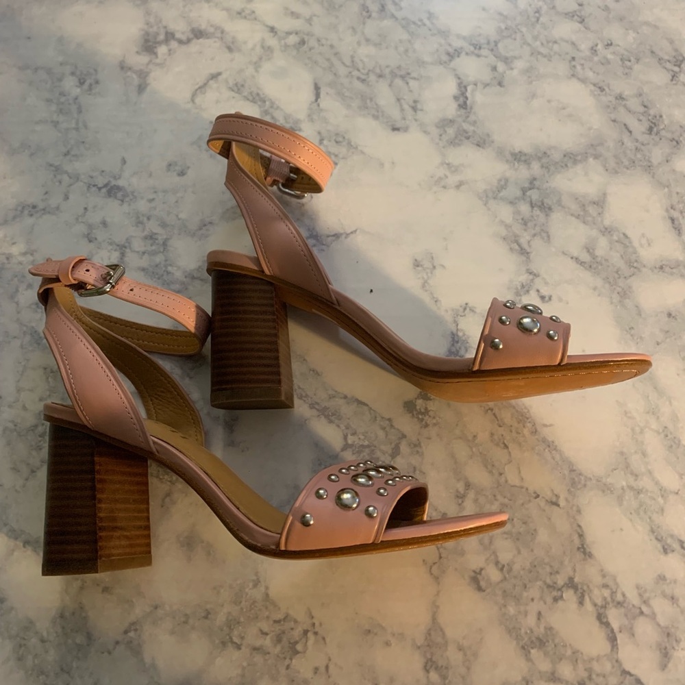 Coach Pink Studded Sandals with Ankle Strap - Picture 3 of 10
